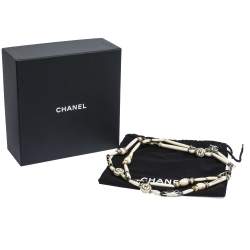 Chanel CC Beaded Wood Silver Tone Multi Purpose Necklace Waist Belt 