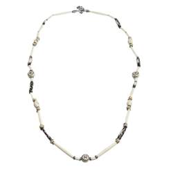 Chanel CC Beaded Wood Silver Tone Multi Purpose Necklace Waist Belt 