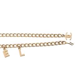 Pre Owned Chanel Vintage Gold Tone Logo Charm Chain Link Belt