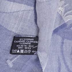 مملوكة مسبقًا Chanel Blue Cashmere Silk Camellia Shawl 