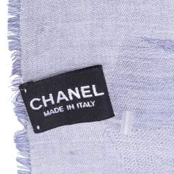 مملوكة مسبقًا Chanel Blue Cashmere Silk Camellia Shawl 