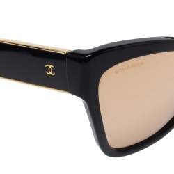 Pre Owned Chanel Black / 18K Gold Mirrored 5271 Cat Eye Sunglasses