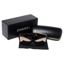 Pre Owned Chanel Black / 18K Gold Mirrored 5271 Cat Eye Sunglasses