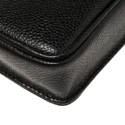 Pre Owned Chanel Black Caviar Leather Vintage CC Chain Phone Holder
