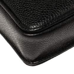 Pre Owned Chanel Black Caviar Leather Vintage CC Chain Phone Holder