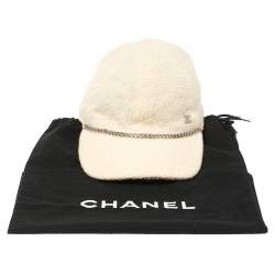 Pre Owned Chanel Beige Wool CC Chain Cap L