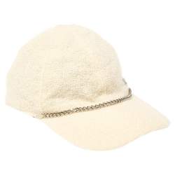 Pre Owned Chanel Beige Wool CC Chain Cap L