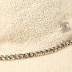 Pre Owned Chanel Beige Wool CC Chain Cap L
