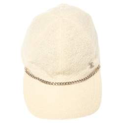Pre Owned Chanel Beige Wool CC Chain Cap L