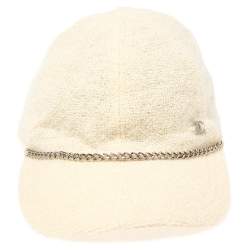 Pre Owned Chanel Beige Wool CC Chain Cap L