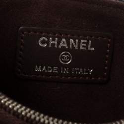 Pre Owned Chanel Black Quilted Caviar Leather CC Phone Holder Clutch