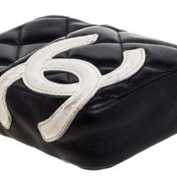 Pre Owned Chanel Black/White Quilted Leather Cambon Ligne Phone Case