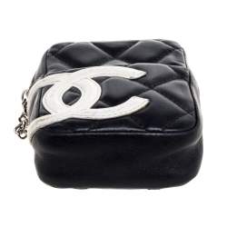 Pre Owned Chanel Black/White Quilted Leather Cambon Ligne Phone Case