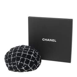 Pre Owned Chanel Monochrome Tweed Beret Hat S