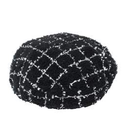 Pre Owned Chanel Monochrome Tweed Beret Hat S