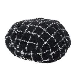 Pre Owned Chanel Monochrome Tweed Beret Hat S