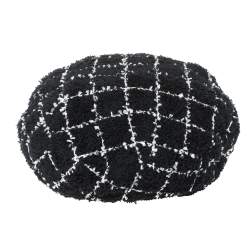 Pre Owned Chanel Monochrome Tweed Beret Hat S