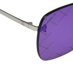 Chanel Silver Tone/ Purple Crosshatch Mirrored 4215 Runway Shield Sunglasses  Chanel | TLC
