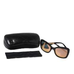Pre Owned Chanel Black / Rose Gold Mirrored 5370 Butterfly Spring Sunglasses