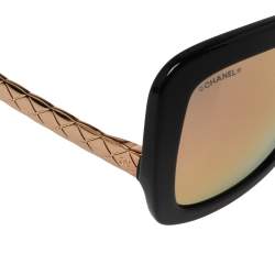 Pre Owned Chanel Black / Rose Gold Mirrored 5370 Butterfly Spring Sunglasses