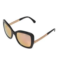 Pre Owned Chanel Black / Rose Gold Mirrored 5370 Butterfly Spring Sunglasses