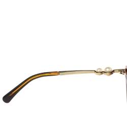 Pre Owned Chanel Brown/Black Gradient CC Faux Pearl Cat Eye Sunglasses