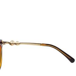 Pre Owned Chanel Brown/Black Gradient CC Faux Pearl Cat Eye Sunglasses