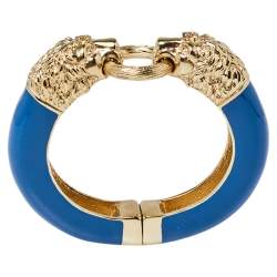 Pre Owned سوار شانيل مغناطيس رأس أسود لون ذهبي إيناميل أزرق