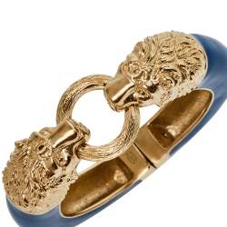 Pre Owned سوار شانيل مغناطيس رأس أسود لون ذهبي إيناميل أزرق