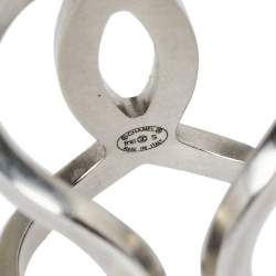 مملوكة مسبقًا Chanel Brushed Silver Tone CC Open Cuff Ring Size EU 53
