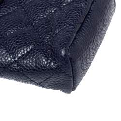 Pre Owned Chanel Blue Quilted Caviar Leather CC Phone Holder Clutch