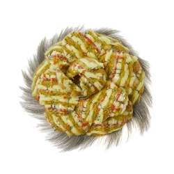 مملوكة مسبقًا Chanel Yellow Tweed and Fur Detail Camellia Pin Brooch