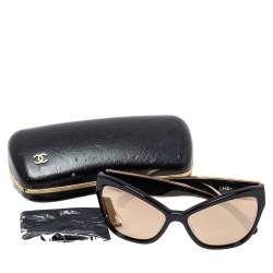 Pre Owned Chanel Black / Gold Mirrored 5271 Cat Eye Sunglasses