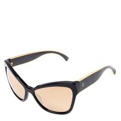 Pre Owned Chanel Black / Gold Mirrored 5271 Cat Eye Sunglasses