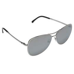 CHANEL Pilot Sunglasses in Silver - More Than You Can Imagine