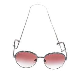 مملوكة مسبقًا Chanel Silver Tone Chaîne / Pink Gradient 4242  Pantos Round Sunglasses