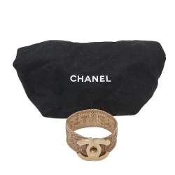 Chanel Pale Gold Tone Mesh CC Turnlock Bracelet M