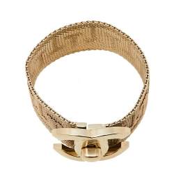 Chanel Pale Gold Tone Mesh CC Turnlock Bracelet M