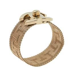 Chanel Pale Gold Tone Mesh CC Turnlock Bracelet M