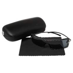 مملوكة مسبقًا Chanel Black Crystal Embellished/ Grey 5077-B Shield Sunglasses