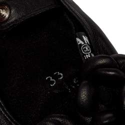 Pre Owned Chanel Black Lambskin Leather Camellia Fingerless Gloves 8.5