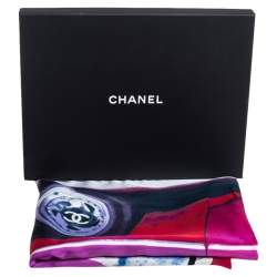 Pre Owned Chanel Cuba Printed Frayed Silk Scarf
