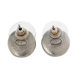 مملوكة مسبقًا Chanel CC Faux Pearl Crystal Round Stud Earrings