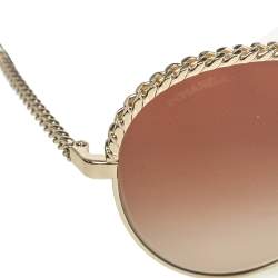 مملوكة مسبقًا Chanel Gold/Brown 4242 Oval Sunglasses