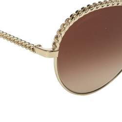 مملو كة مسبقًا Chanel Gold/Brown 4242 Oval Sunglasses