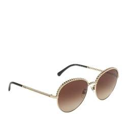 Chanel Gold/Brown 4242 Oval Sunglasses Chanel