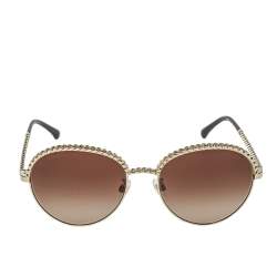 مملوكة مسبقًا Chanel Gold/Brown 4242 Oval Sunglasses