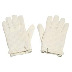 Pre Owned Chanel White Quilted Strap Gloves 