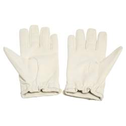 Pre Owned Chanel White Quilted Strap Gloves 