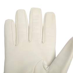Pre Owned Chanel White Quilted Strap Gloves 